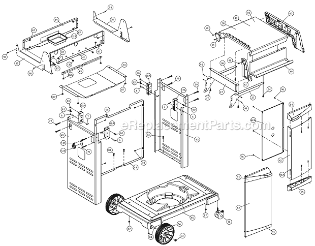 Page B Diagram and Parts List for 9877-74 Sovereign 70 Broil King Grill
